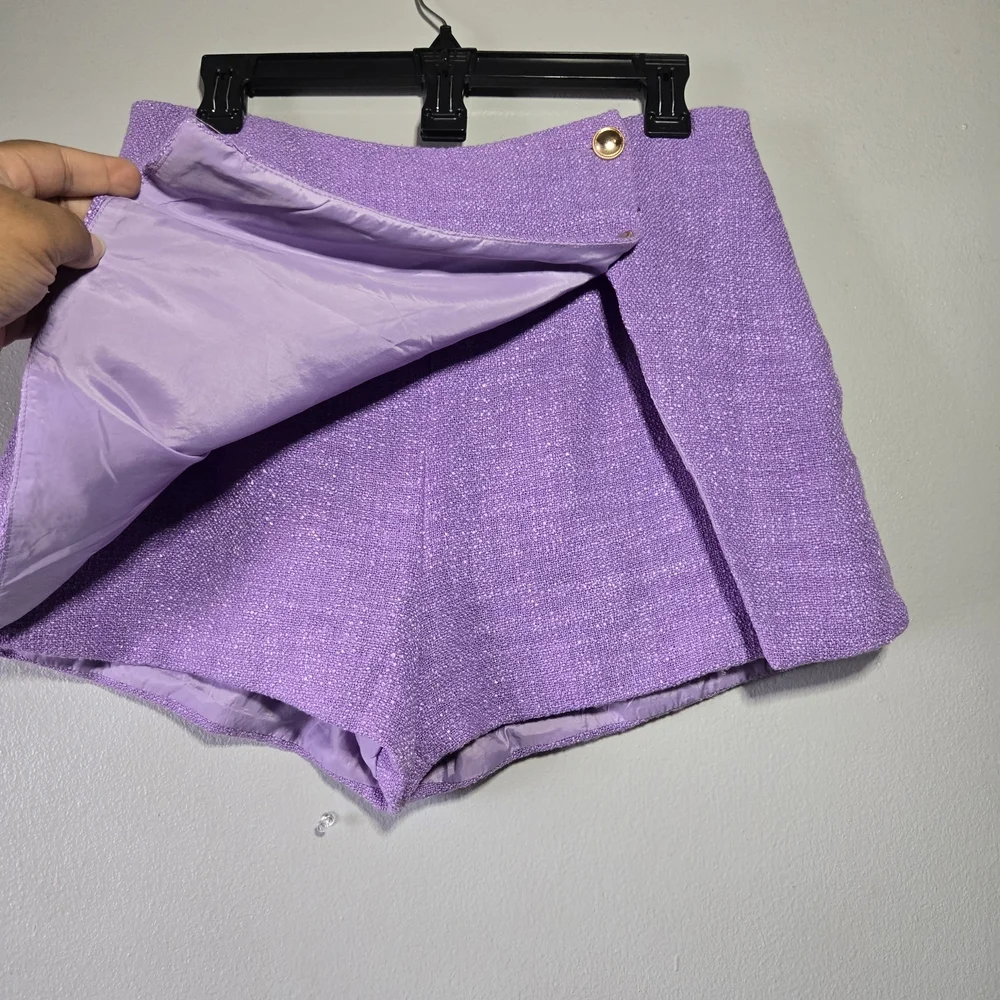 Lavender Tweed Skort Size Large Y2K Mini Skirt Preppy Cute Spring Summer - Picture 4 of 9